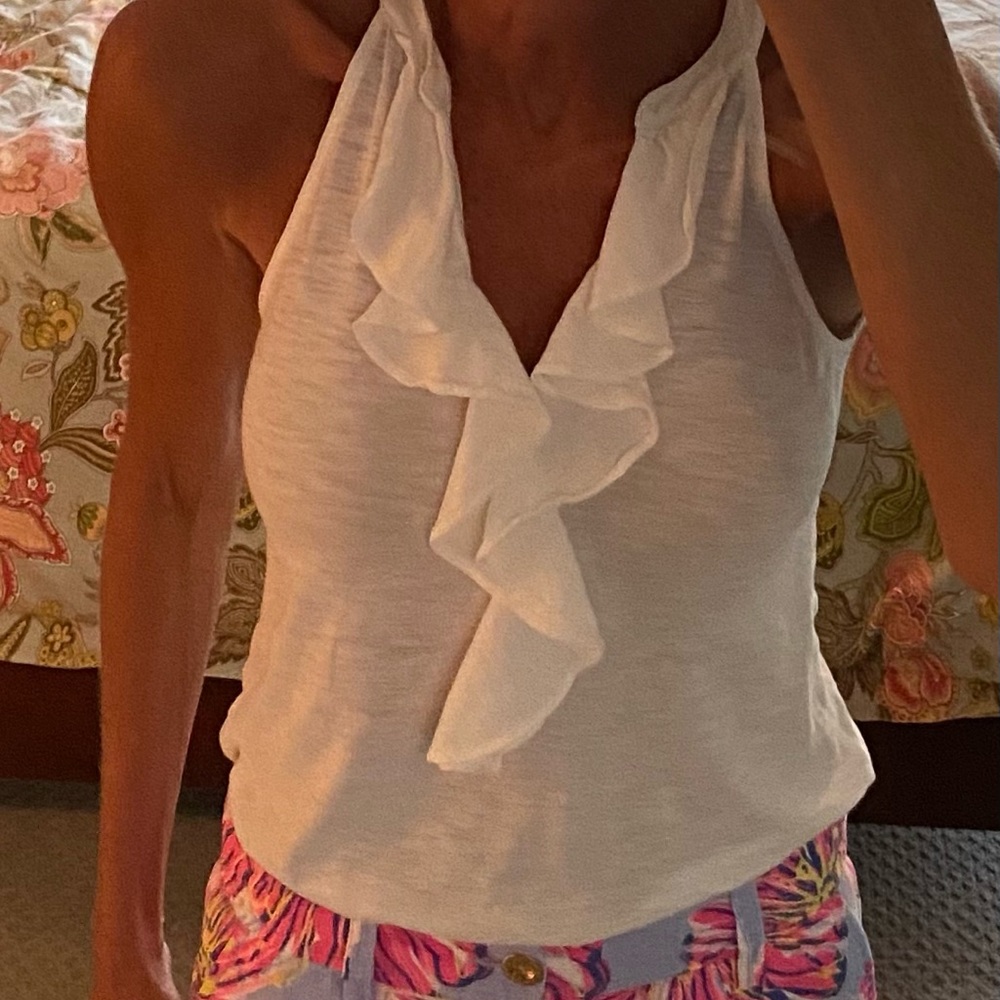 Lilly Pulitzer white ruffle top size 0.